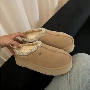 Ugg Tasman Platform Mustard Seed Biege Womens Slippers